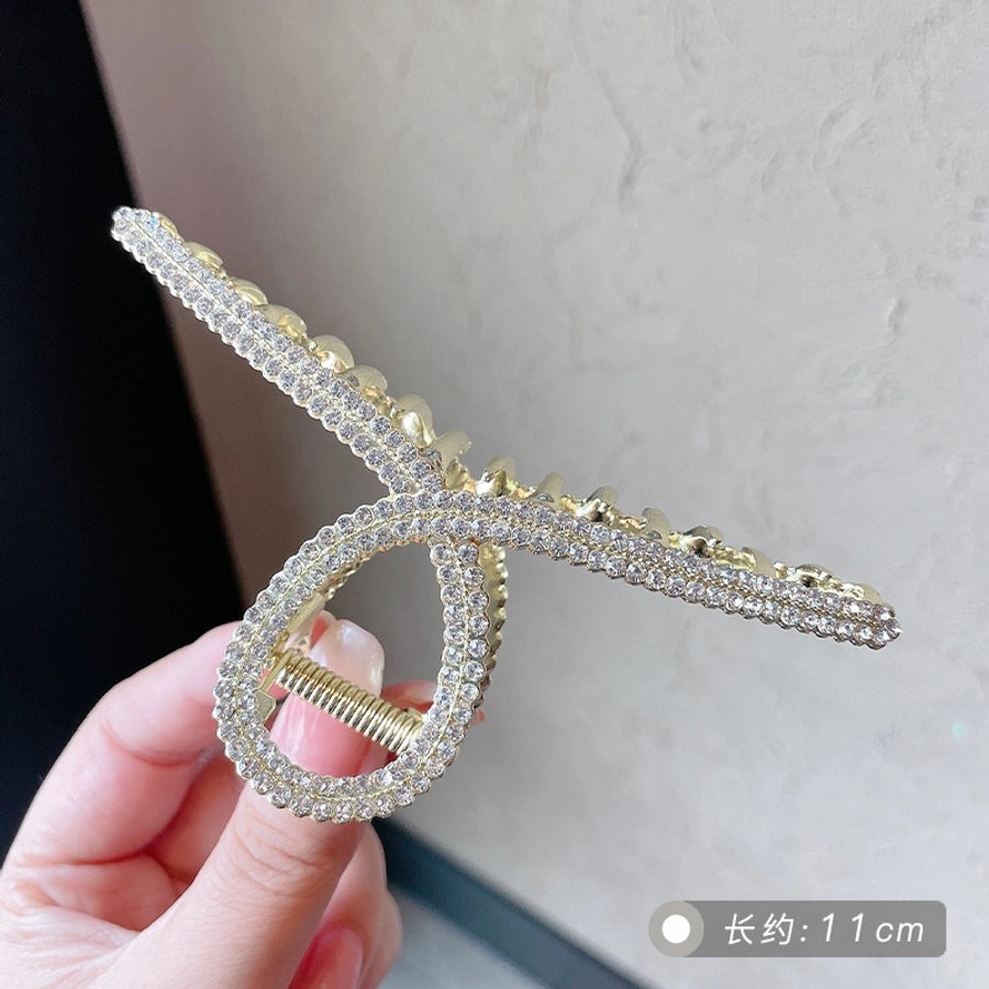 simple style solid color alloy resin hollow out hair claws