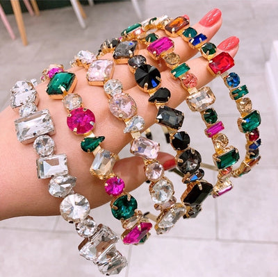 lady streetwear geometric alloy plating inlay rhinestones hair band