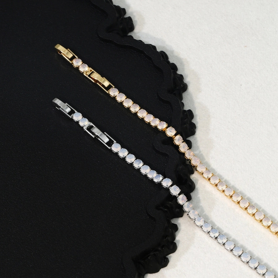 Jewelry Casual Elegant Shiny Round Copper Zircon K Gold Plated Bracelets