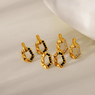 1 Pair Elegant Vintage Style Geometric 304 Stainless Steel Zircon Ear Studs