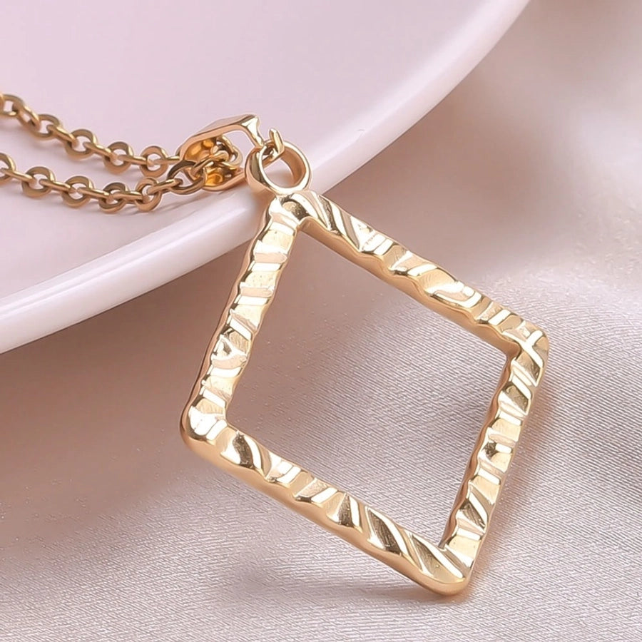 Jewelry Basic Simple Style Classic Style Square 304 Stainless Steel 18K Gold Plated Plating Pendant Necklace