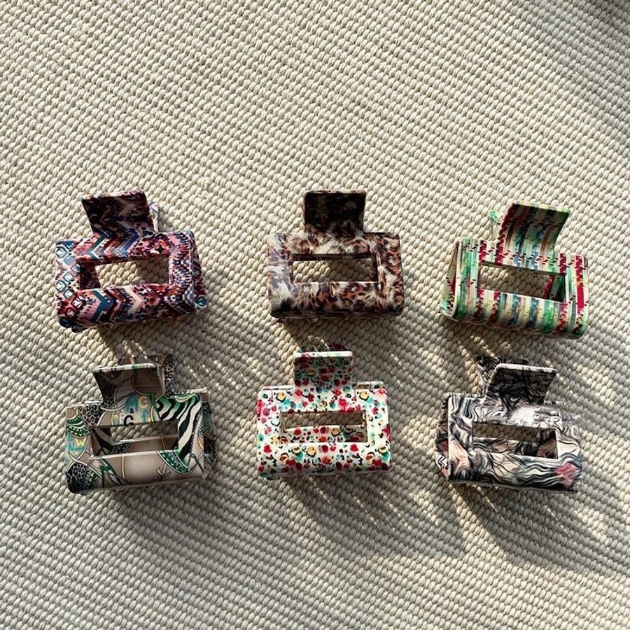 retro square acetic acid sheets hair claws