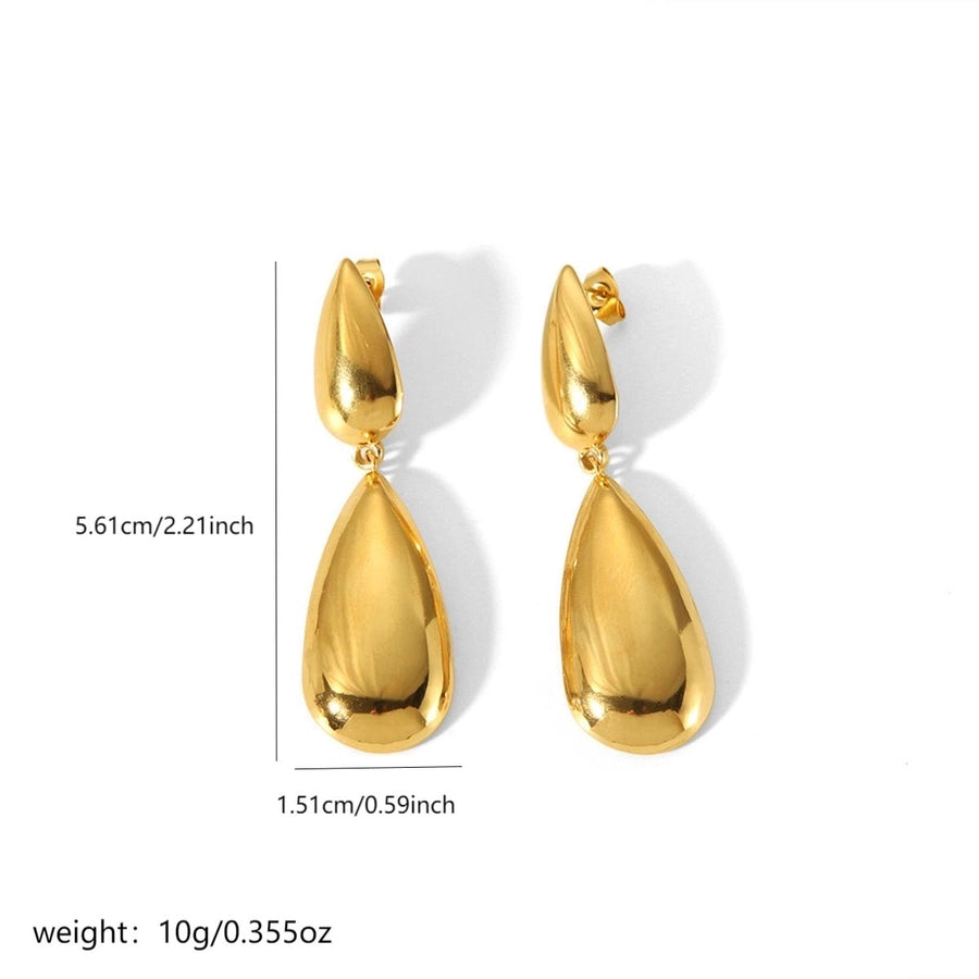 1 Pair Elegant Water Droplets Mixed Metal Plating 304 Stainless Steel 18K Gold Plated Drop Earrings
