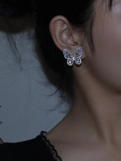 Light luxury high-grade butterfly mosquito coil ear clip without pierced women's super flash Mori style fresh earrings summer fashion