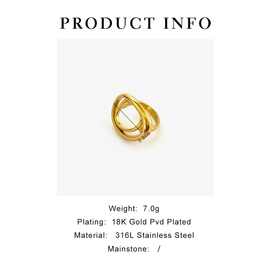 Jewelry Retro French Style IG Style Geometric 316L Stainless Steel  18K Gold Plated Irregular Open Rings