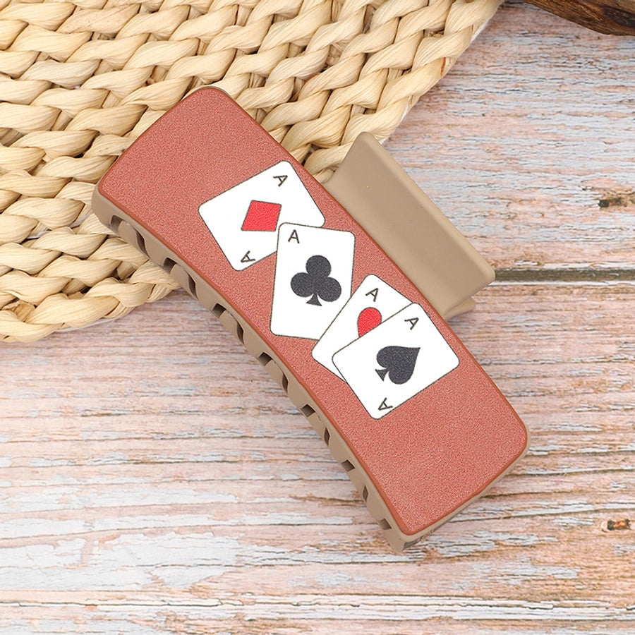 women's vintage style letter poker pu leather plastic hair claws