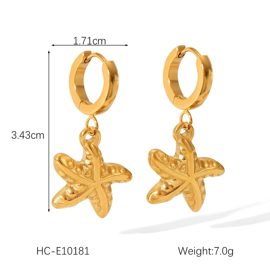1 Pair IG Style French Style Starfish Crab Shell 304 Stainless Steel Titanium Steel 18K Gold Plated Drop Earrings Ear Studs