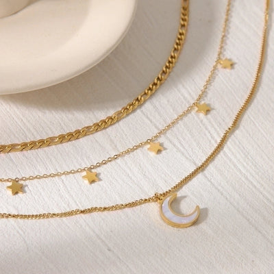 Jewelry French Style Simple Style Clouds Star Moon 304 Stainless Steel 18K Gold Plated Jewelry Set