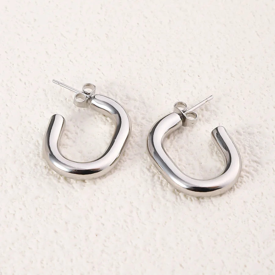 1 Pair Simple Style Commute Geometric Heart Shape Plating Titanium Steel Drop Earrings Earrings Ear Studs