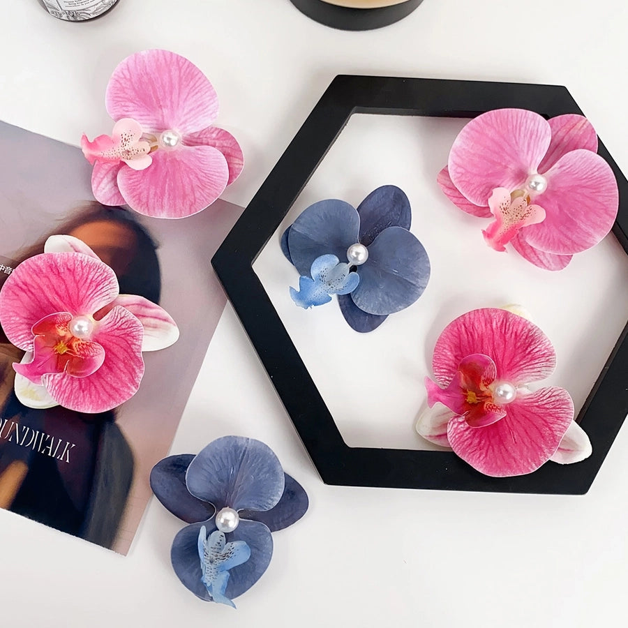 Women's Sweet Simple Style Flower Artificial Pearl Cloth Hair Clip