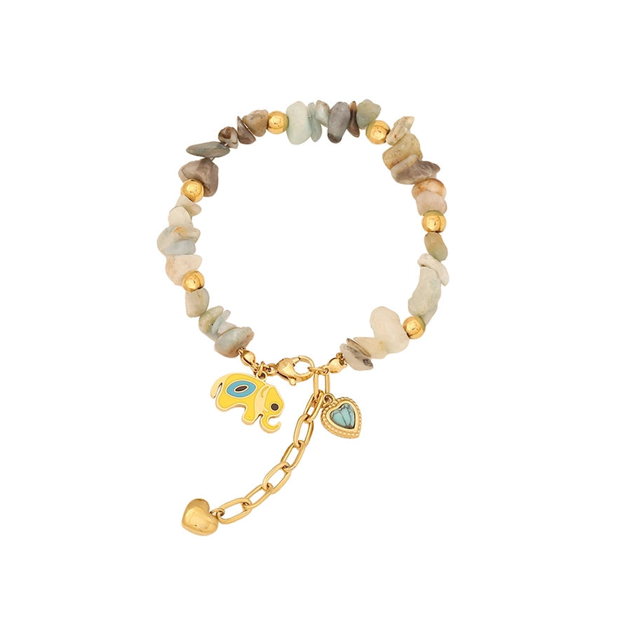 Elegant Commute Heart Shape Eye 18K Gold Plated 304 Stainless Steel Stone  Bracelets