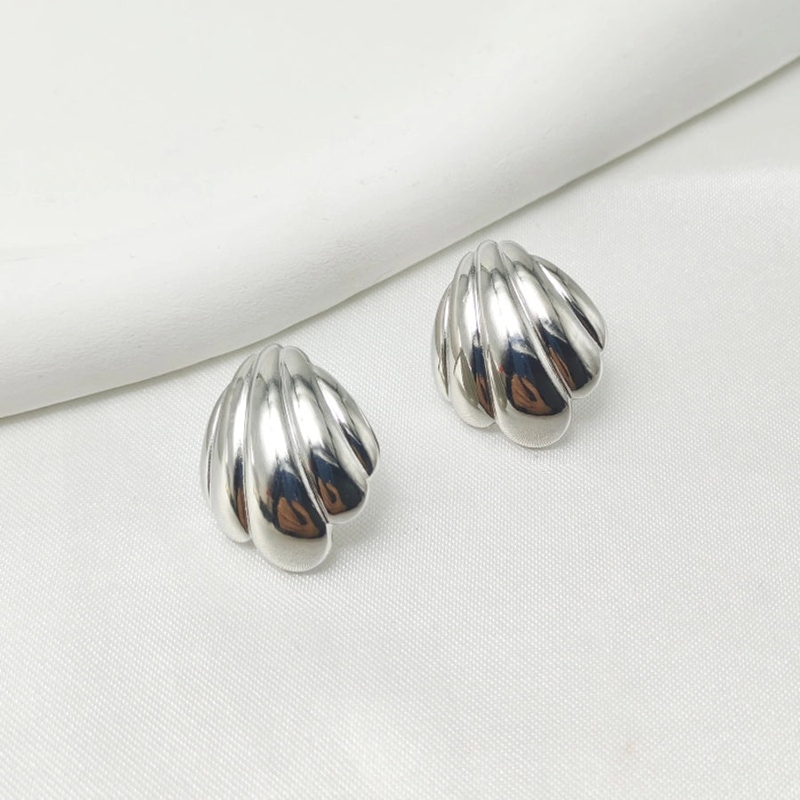 1 Pair Elegant Cute Commute Shell Stamping 304 Stainless Steel Ear Studs