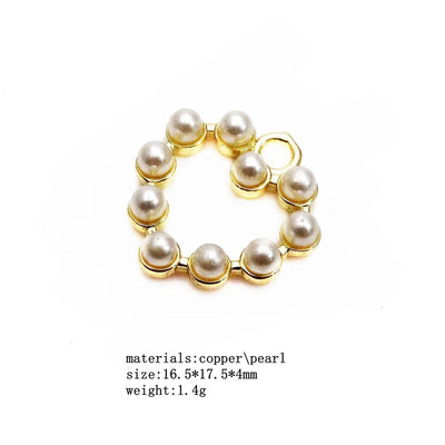 1 Piece Imitation Pearl Copper Zircon Cross Heart Shape Pendant