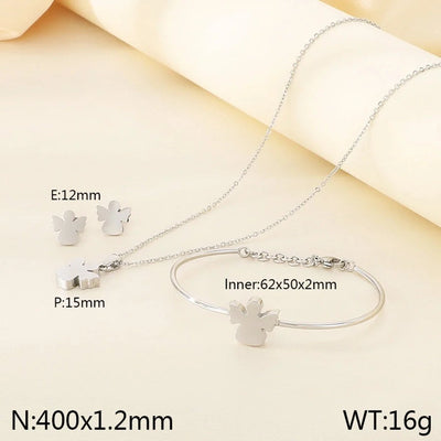 Jewelry Simple Style Angel 304 Stainless Steel 18K Gold Plated Jewelry Set