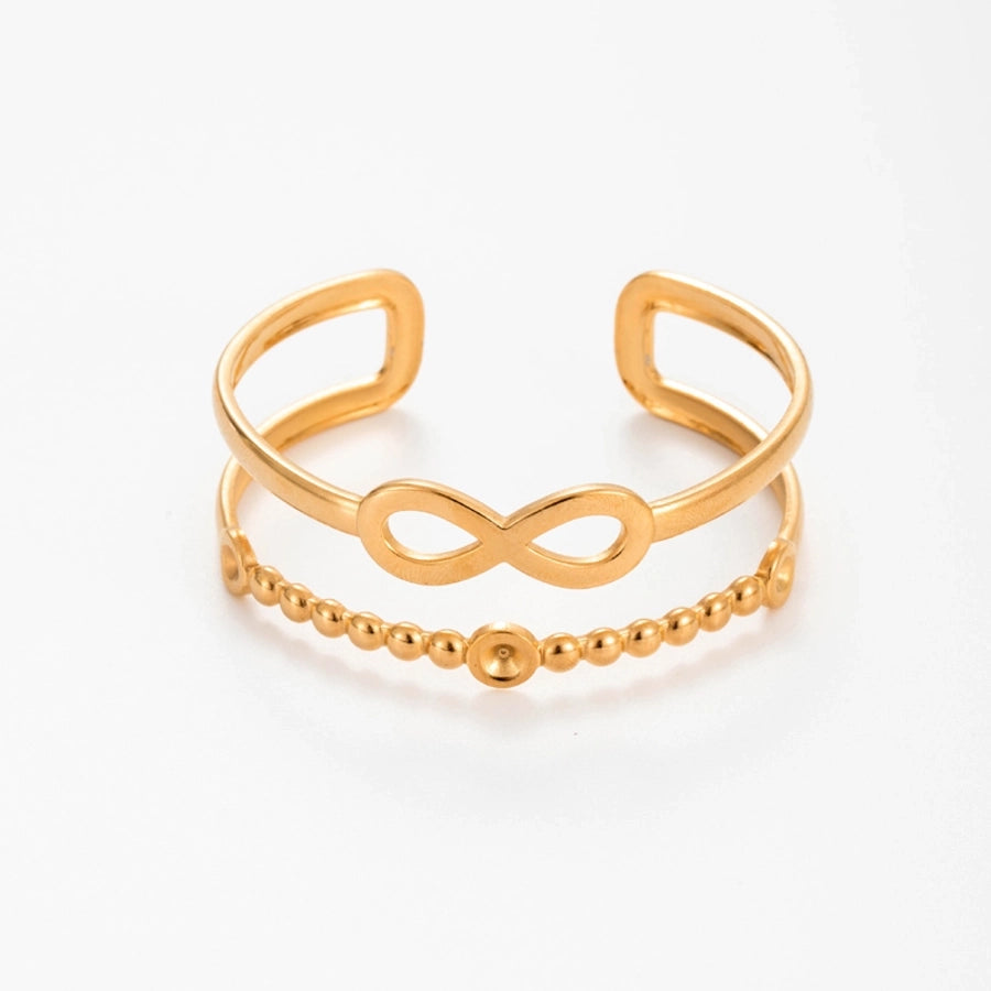 Vintage Style French Style Rabbit Leaf 304 Stainless Steel Cuff Bracelets In Bulk