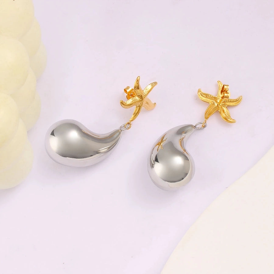 1 Pair Retro Commute Starfish 304 Stainless Steel 316 Stainless Steel  18K Gold Plated Drop Earrings