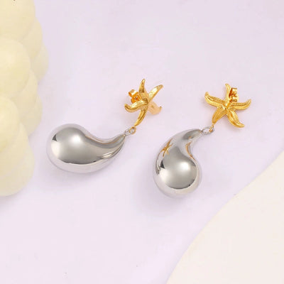 1 Pair Retro Commute Starfish 304 Stainless Steel 316 Stainless Steel  18K Gold Plated Drop Earrings