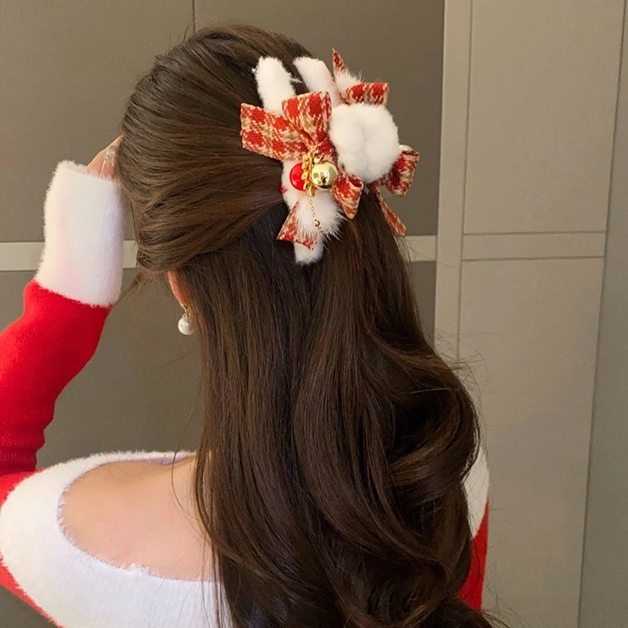 Christmas Casual Simple Style Streetwear Women's Bow Knot Arylic Alloy Hair Claws