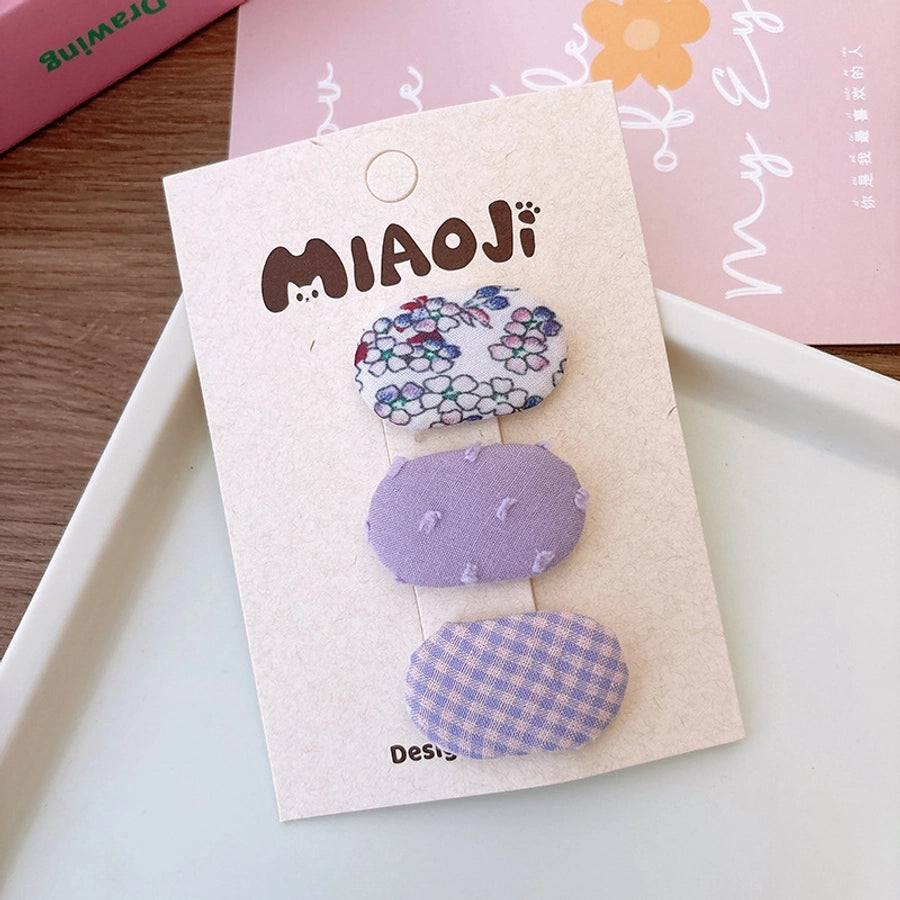 Korean Style Fabric Small Oval Children BB Clip Cute Floral Girls Fringe Hairpin Fresh Baby Hair Accessories Headdress