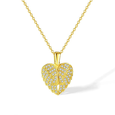 Jewelry Casual Elegant Heart Shape Wings 304 Stainless Steel Copper Zircon Pendant Necklace