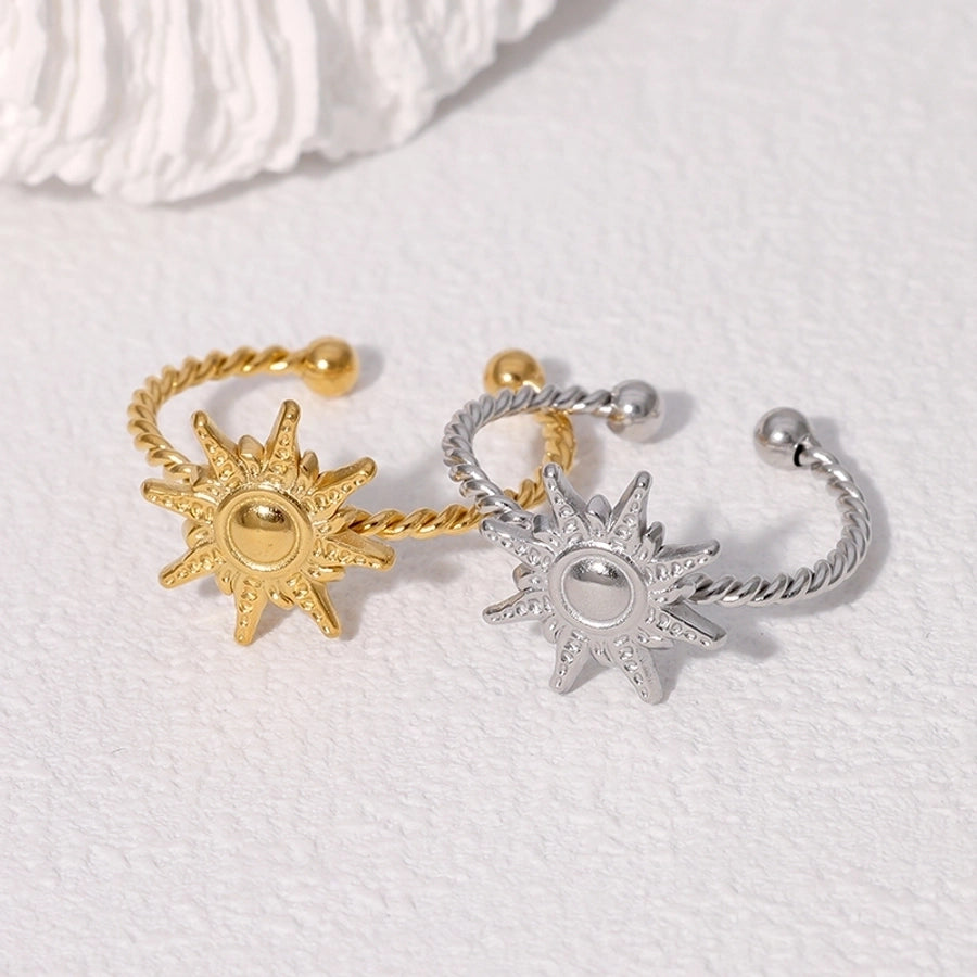 Jewelry Modern Style Simple Style IG Style Sun 304 Stainless Steel 18K Gold Plated Stainless Steel Rings