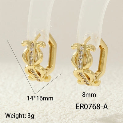 1 Pair IG Style Simple Style Commute Geometric Inlay Copper Zircon 18K Gold Plated Earrings