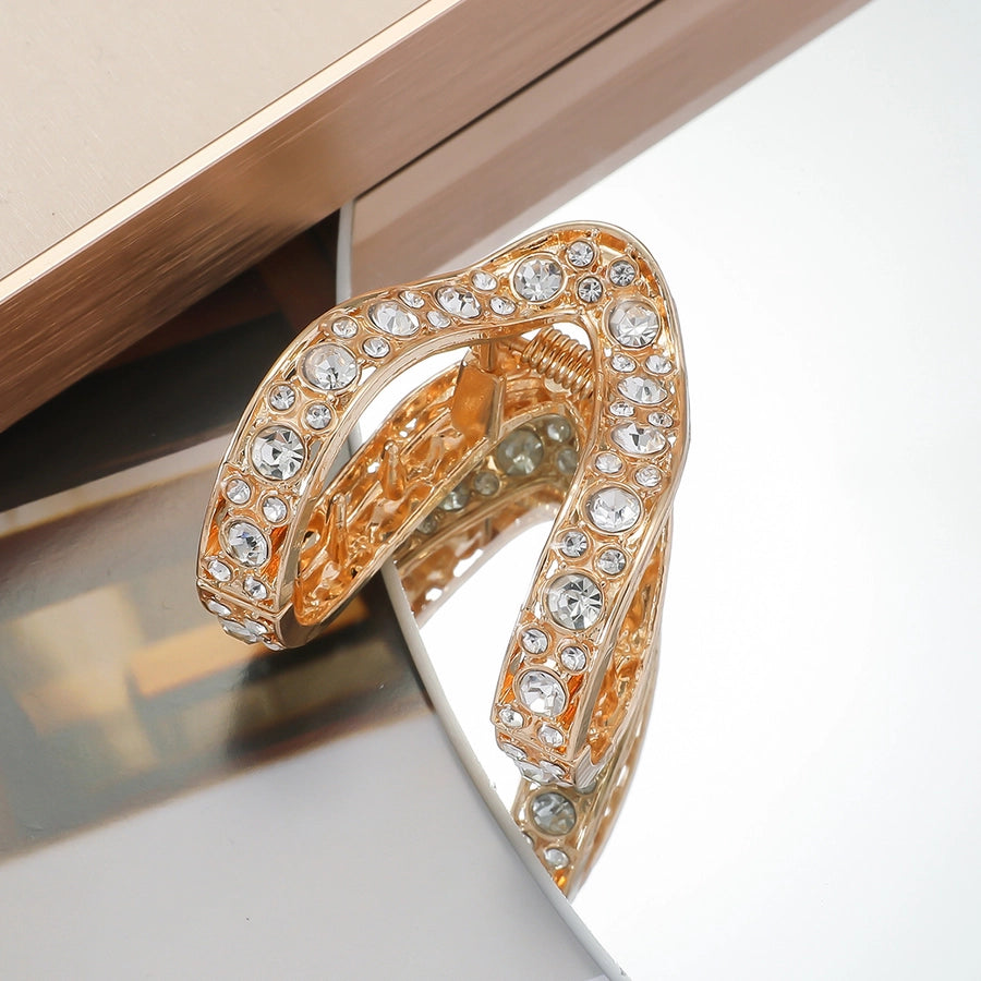 women's simple style solid color alloy plating inlay rhinestones hair claws