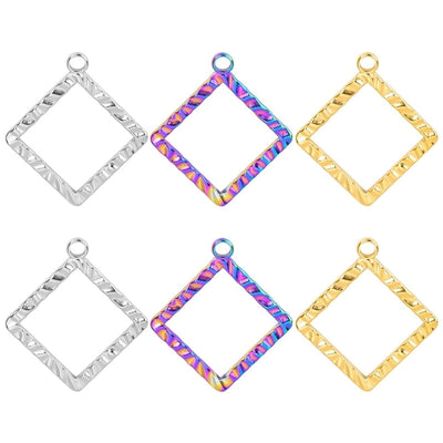 Jewelry Basic Simple Style Classic Style Square 304 Stainless Steel 18K Gold Plated Plating Pendant Necklace
