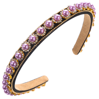 Women's Elegant Glam Round Imitation Pearl Cloth Inlay Rhinestones Hair Band
