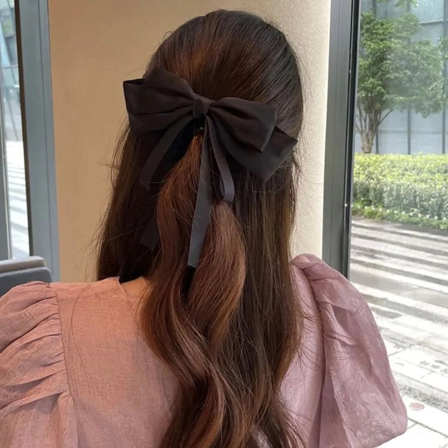 Big bow ribbon hairpin horizontal clip headdress temperament hair accessories high sense back head top clip spring clip