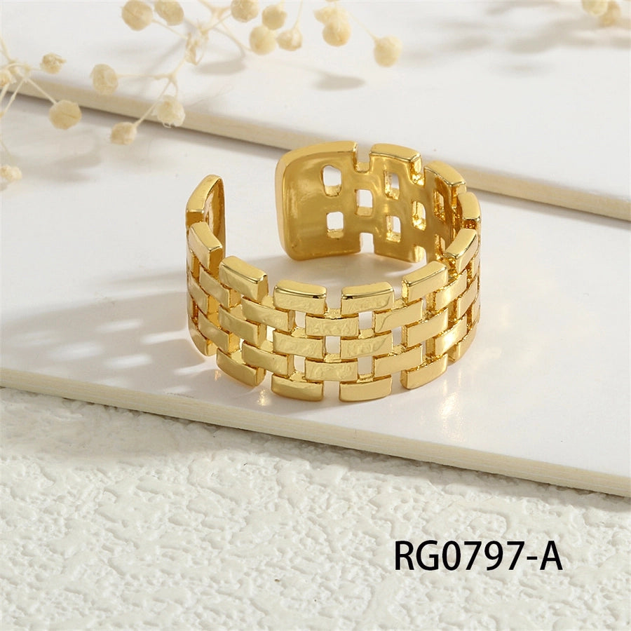 Copper Geometric Solid Color Open Rings