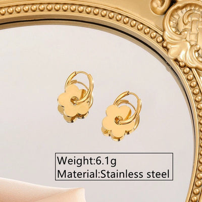 Jewelry Princess Sweet Pastoral Flower 304 Stainless Steel 18K Gold Plated Jewelry Set