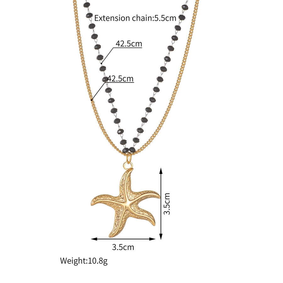 Jewelry Elegant Lady Cross Leaf Starfish 304 Stainless Steel Plating Necklace