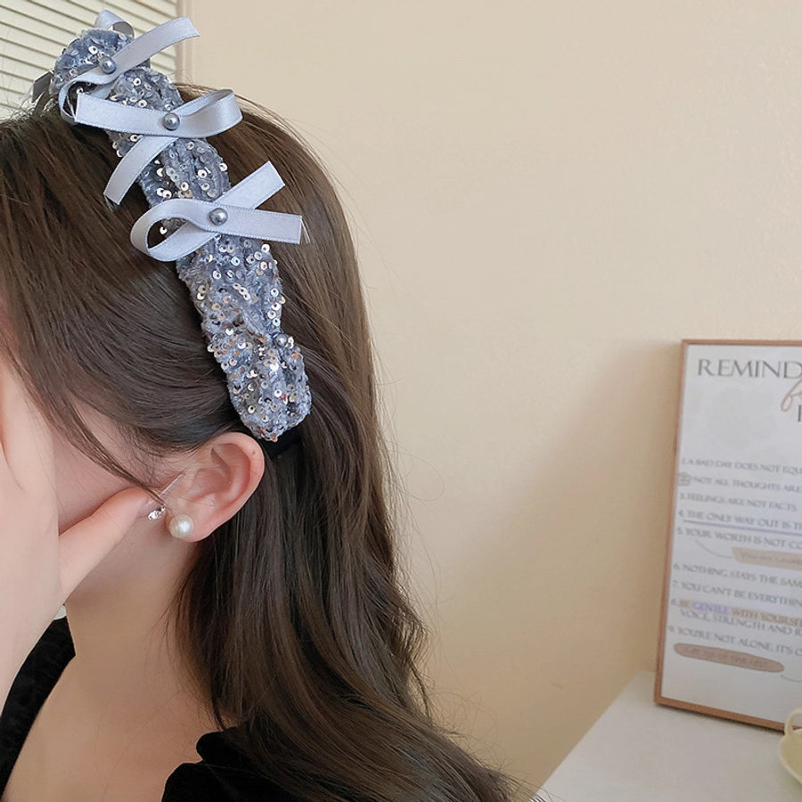 Women's Simple Style Solid Color Imitation Pearl Cloth Hair Band