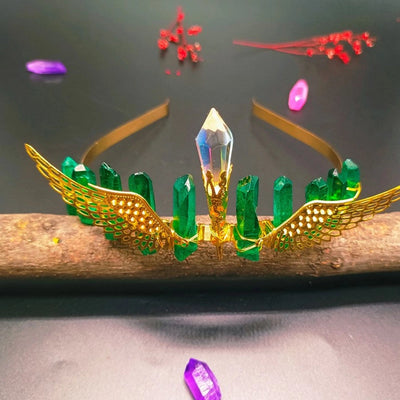 retro crown natural crystal hair band