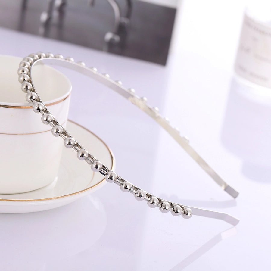 simple style solid color metal plating hair band