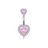 1 Piece 1 Set Belly Rings Hip-Hop Shiny Heart Shape 316L Stainless Steel  Copper Hollow Out Inlay Zircon Belly Rings