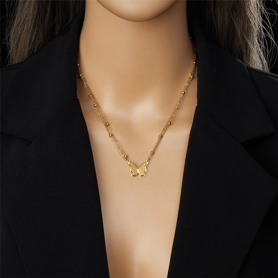 Jewelry Vintage Style Sweet Butterfly 304 Stainless Steel Necklace