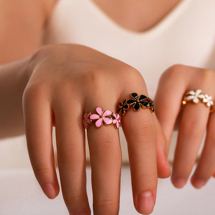 Jewelry IG Style Simple Style Classic Style Flower 304 Stainless Steel 18K Gold Plated Rings