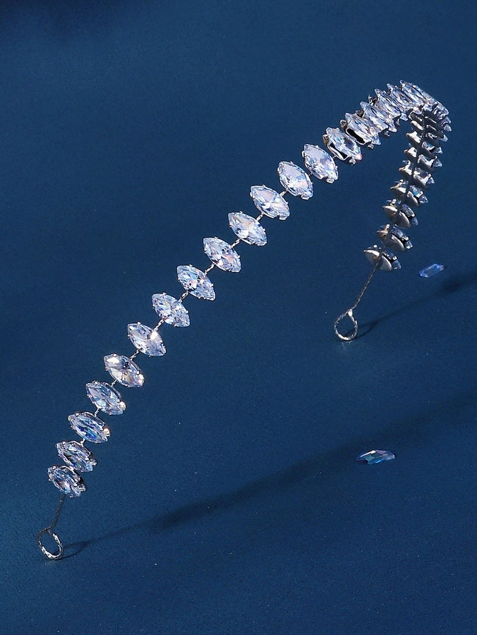 women's simple style leaf alloy plating inlay rhinestones hair band