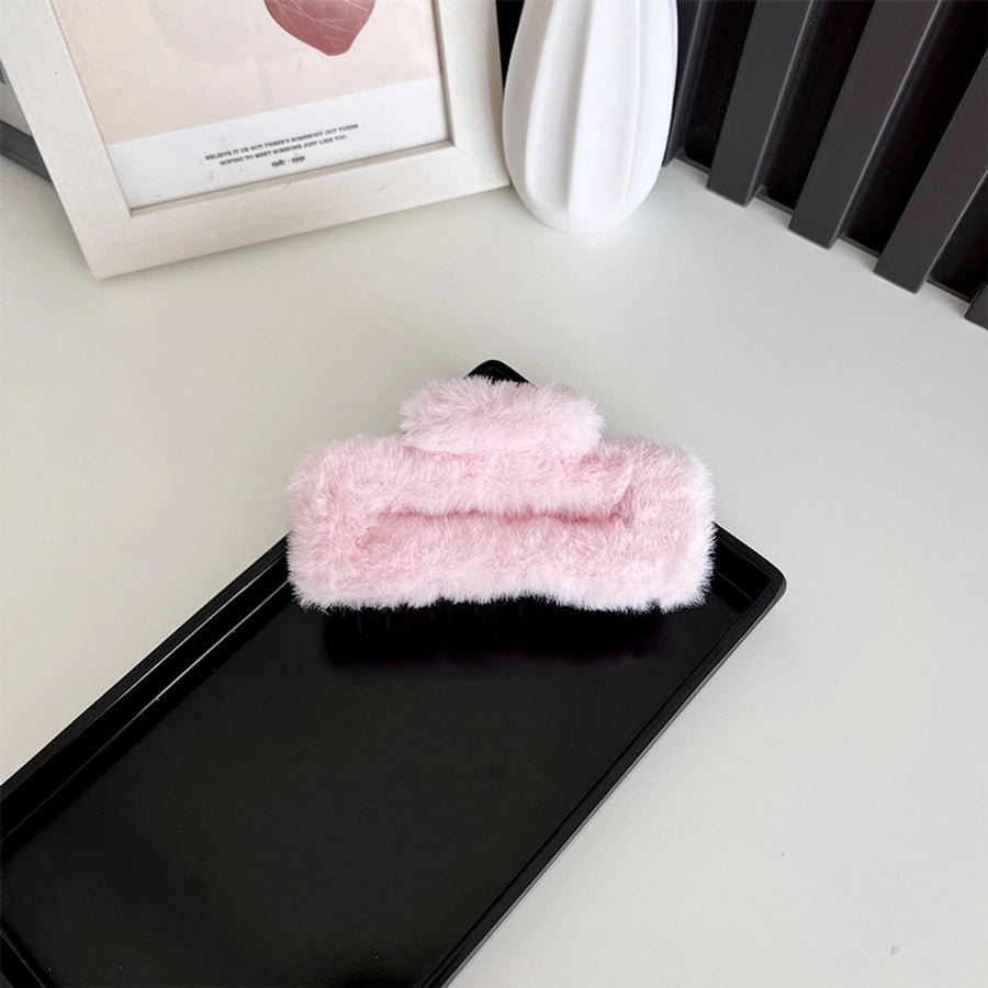 Women's Simple Style Solid Color PC Plush Hair Claws