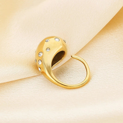 Jewelry Vintage Style Water Droplets 304 Stainless Steel 18K Gold Plated Open Rings