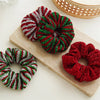 Christmas Elegant Cute Sweet Women's Color Block Stripe Bright Silk Handmade Hair Tie
