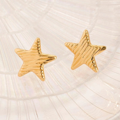 1 Pair Casual French Style Pentagram Round Heart Shape 304 Stainless Steel 18K Gold Plated Ear Studs