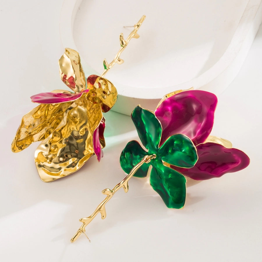 1 Pair Elegant Luxurious Flower Alloy Resin Gold Plated Silver Plated Drop Earrings