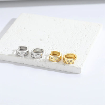 1 Pair Vintage Style Simple Style Round Copper Zircon 14K Gold Plated Earrings Ear Studs