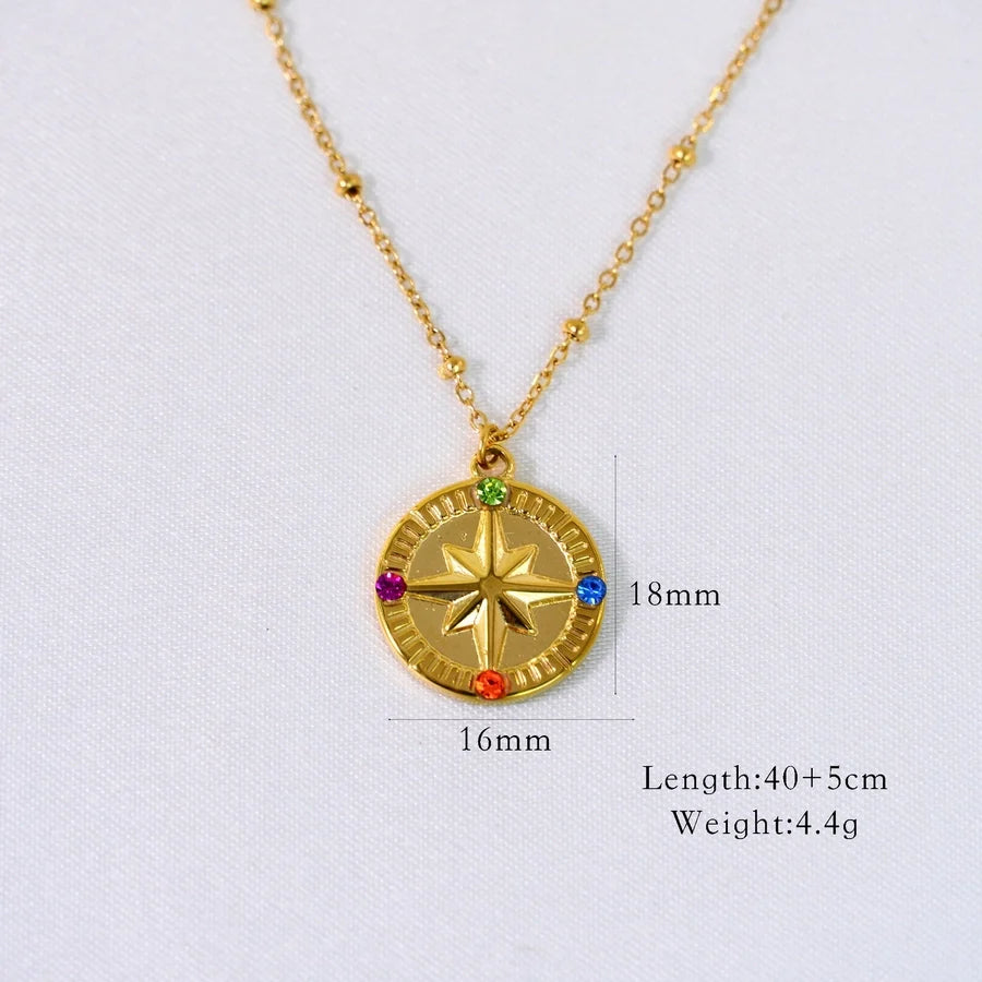 Jewelry Casual Simple Style Streetwear Geometric Titanium Steel Zircon Inlay Pendant Necklace