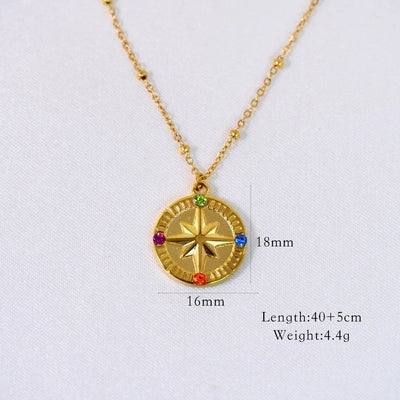 Jewelry Casual Simple Style Streetwear Geometric Titanium Steel Zircon Inlay Pendant Necklace