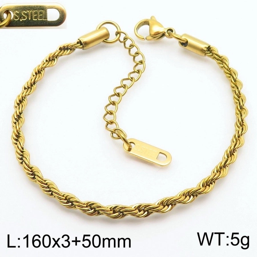 Jewelry Simple Style Geometric 304 Stainless Steel 18K Gold Plated Bracelets Necklace