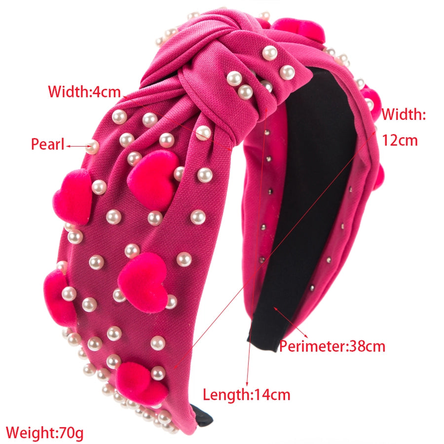 women's sweet heart shape imitation pearl cloth plating inlay pearl hair band